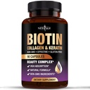 Biotin Collagen Keratin Hyaluronic Acid - 50.000mcg Perkembangan Rambut untuk Pria dan Wanita, Nails, Rambut, Skin Vitamin dan Blocker DHT dengan Vitamin E Folic Acid Pumpy MMS - 90 Count