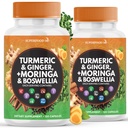 Suplemen Turmeric Moringa: Ginger, Boswellia, Saffron, Basil- Kudus Dukungan Bersama untuk Perempuan dan Pria dengan Cinnamon Ceylon, Quercetin, Tart Cherry- 240 Count