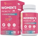 Probiotik bagi Perempuan, 100 Milyar CFU Womens Probiotic dengan Prestica, Enzimes Digetical, D-Mannose & Cranberry Ekstraksi untuk Dukungan Imunitas, Vaginal & Uriner Kesehatan, Keseimbangan Digetical - 120 Capsules