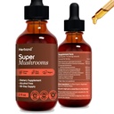 Super Jamur 8-in1 - 2 fl oz Liquid Extract - Brain Booster & Imune Support Drops - Reishi, Lion 's Mane, Cordyceps, Chaga, Mitake, Turkey Tails, Shiitake, Agaricus