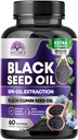Black Seed Oil Capsules 1000mg with Thymoquinone - Pure Nigella Sativa for Skin Health & Imune Support, 100% Blackseed Oil, Amazing Extraction Upon Cold Cumin Seed - 60 Softgels