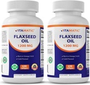 Vitamatic 2 Pack Flaxseed Oil 1200mg 120 dari Cold Menekan Flax Seed - 675 mg ALA Omega 3 Fatty Acids for Imporving Heart Health