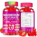 Magnesium Glycinate Gummies 600mg, Chewable Sugar Free Potasium Magnesium Gummies dengan Magnesium Glycinate, Vitamin D, B6 dan CoQ10 untuk Tidur, Relaxation, Brain and Muscle, 60 Days Suppply