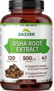 Zazzee OSHA Root 4: 1 Ekstraksi, 500 mg Kekuatan, 120 Vegan Capsules, 4 Bulan Suply, konsentrasi dan standardisasi 4X Ekstrak, 100% Vegetarian, Ligusticum porteri, All- Natural dan Non-GMO