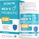 Probiotik untuk Pria, 530 Miliar CFUs & 12 Strains, Probiotik dengan Turmeric Cranberry & Goji, Gut Health for Men, Support Digetical Health, Microbiome, Colon, & Immune Health, 30- Day Suppply