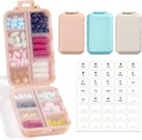 3 Pack, 14 GRIDS Travel Pill Organizer Box dengan Label - Travel Case Kit - Pocket Daily Farmacy Container - Travel Medication Holder Dispenser untuk Penyimpanan Minyak Vitamin