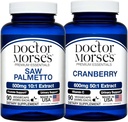 Dokter Morse 's Saw Palmetto 5000mg & Cranberry 300 00mg Bundle - Prostate Health, Urinary Tract Dukung, dan Overall Wellness for Men and Women, FDA- Terdaftar, NSF- Cerfied 90 Capsules