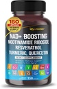 NAD + Boosting Transport - Resveratrol Turmeric Quercetin Rosemary Bilberry Sage Green Tea Oregano Nettle Milk Thistle Black Pepper -150 Capsules- dibuat di USA