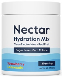 Nectar Sugar Free Electrolytes Powder - Organic Fruit No Sugar or Calories - Hidration Pounder for Dehydration Relief and Rehydration - Keto and Paleo (Strawberry Lemonade 40 Serving Tub)