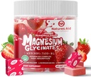Magnesium Glycinate Soft Chews, Strawberry Flavor. Chewable Sugar Free Potasium Magnesium Chews with Magnesium Glycinate, Vitamin D, B6, and CoQ10 for Calm Support & Sleep for Dewasa, 60 Days Suppply
