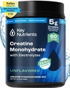 KEY NUTRIENTS Creatine Monohydrate Powder + Electrolite, 5000mg Creatine Powder, Micronized Creatine Monohydrate, Creapure Creatine - 60 Servings, Dibuat di USA