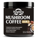 Jamur Kopi, 10 Mushroom Powder Beat Blend Singa Mane, Reishi, Chaga, Cordyceps, Turkey Tail, Suplemen Otak dengan Instant Coffee for Energy, Focus, Memory dan kekebalan 150g