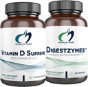 Desain untuk Health Vitamin D Supreme + Digestzymes Digeestical Enzymes Bundle - Vitamin D3 5000 IU dengan 2000mcg Vitamin + Digestyolus Dukung Enzymes dengan Betaine HCI - 2 Produk