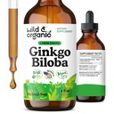 Wild & Organic Ginkgo Biloba Extract Drops - Otak & Fokus Dukungan - Liquid Ginkgo Biloba Suplemen - Vegan, Sugar & Alcohol- Free Herbal Tincture - 4 flf oz