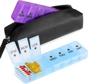 Dilepaskan 7 Hari Pill Box, 14 Kompartemen Penyimpanan PP, BPA-Free Travel Box dengan tas tahan air, Dua kali Kotak Kasus Pil KB untuk Suplemen Vitamin, dan Minyak Ikan