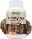 Parker Nacerals Turkey Tail Mushroom Kapsul - Tambahan Jamur Organik untuk Dukungan Kesehatan Sistem Imune - 1000 mg Premium Mashroom - 240 Kapsul