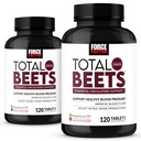Force Factor Total Beets Nitric Oxide Suplemen dengan Beet Root Powder, Nitrate, Grapseed Extract for Circulation, Cardiovascular, Heart Health, 240 Tablet, 2 Pack