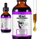 15 dari 1 Dog Multivitamin Drops for Dogs - Dog Vitamin & Support Natural Dog Multivitamin and Mineral - Glucosamin, MSM for Skin & Coat, Heart Health, Bones, Gabungan, Immune System Support
