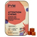 PYM Attention Chews Dups for Procrastination, Focus & Productivity, 20 Count 124; 518mg L-Carnitine, 54mg Tyrosine, 11mg L-Taurine, Caffeine- Free 124; All-Natural Mood Boost Suplemen dibuat di USA