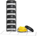 PULIV Stackable Weekly Pill Organizer for Flexable Use, Large Travel Box Case 7 Day dengan pembukaan Wide Retrieval & Filling, BPA-Free, 20 Sticker, Holds Vitamin, Suplemen, Ikan Oil