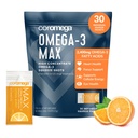 Coromega MAX 2400mg Omega-3 Fish Oil + Vitamin D Squeakes, Wild- Caught, No Fishy Taste - 3X Better Absorpsi Daripada Softgels, Mendukung Otak & Heart Health (30 Pelayan, Citrus Burst)