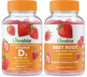 Lifeable Vitamin D 10000 IU + Beet Root, Gummies Bundle - Great Tasting, Vitamin Suplemen, Gluten Free, GMO Bebas, Gummy Chewable