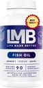 Wild Caught Omega 3 Fish Oil 3000mg - Triple Strongless Burpless DHA 900mg + EPA 1200mg Non-GMO - Ensic Coated with No Aftertaste - LMB (90 Soft Gels)
