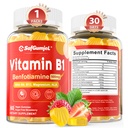 Vitamin B1 Gummies 124; Benfotiamine 500mg dengan Vitamin B6 B9 B12 & Magnesium for Nerve Health, Energy & Metabolisme Dukung 124; Sugar Free, Non GMO, Vegan, 60 Counts