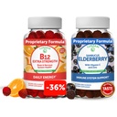 Lunakai Vitamin B12 dan Elderberry Gummies Bundle - 3000 mcg Gummy untuk Dukungan Energi Dewasa dan Kesehatan Tulang - Imune Dukungan Suplemen dengan Zinc dan Vitamin C