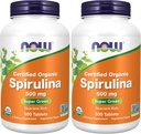 Suplemen SEKARANG, Spirulina Organik 500 mg dengan Vitamin, Mineral dan GLA (Acid Linolenik), 500 Tablet (Paket 2)