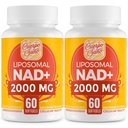 2000 MG NAD Suplemen, Lipomal NAD + dengan Absorpsi Tinggi, Lebih Eefisien daripada Nicotinamide Ribside, Suplemen Murni & Plus Boosting, Penuaan Pertahanan, Metabolisme & Cellular, 120 softgeels