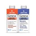 Genexa Daytime Cough & Contraffic + Nighttime Sutter & Flu Combo Pack, Dye Free, 0% Artificial Addollives, Liquid Multi- Symptom Cough, Cold, & Flu, Organic Blueberry Flavor, 12 fl oz (2 Pack)
