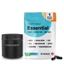 Komplikasi Vegan Multivitamin untuk Perempuan & Men- Omega 3 DHA + EPA, Vitamin B12, Vitamin D3 K2, Zinc, Selenium, Magnesium, Suplemen Iodine - Jumlah kekebalan - 90 Count, Termasuk Jar