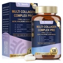 18- 1 Collagen Pro dengan Acid Hyaluronic, Keratin, Biotin, VIT A C & E untuk Skin, Rambut, Nails, Gabungan & Beauty - Multi Collagen Peptides Capsules with Type I II V & X for Women & Men