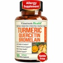 Quercetin bersama Bromelain Turmeric Curcumin Suplement - Allergy Relief, Joint & Imune Support - Organic Turmeric Suplemen dengan Black Pepper (Bioperine) - 180 Quercetin 500mg Capsules