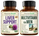 Liver Cleanse Detox & Repair Milk Thistle Suplemen & Multivitamin untuk Pria - Lengkap Mans Multivitamin & Multimineral dengan Vitamin A, C, D, E, B12, Zinc, dan More Vitamin for Men