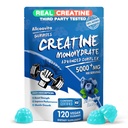 Cretine Monohydrate Gummies Complex for Men & Women - 120 Gummies Advanced Formula, L-Taurine + Vitamin B12 for Muscle Strenger, Muscle Builder, Energy Boost, Pre-Workout Supplemen-Blueberry