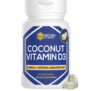NURAL STAKKS Vitamin D 5000 IU Suplemen - dengan Coconut Oil for Optimal Absorpsi - Vitamin D Pil untuk Kebal & Perkembangan Sel - D3 125mcg Cholecurferol Tambahan - 30 D3