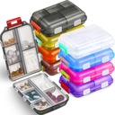 Meekoo 8 Pcs Travel Pill Organizer Pocket Portable Pill Case Daily Container Medicine Little Container Travel with 10 Comparts for Purse Fish Oil Medicine (Multicolor)