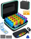 Monthly Pill Organizer 3 Times a Days, Kotak Penyelenggara Obat Friwole dengan Portable Hard Shell dan Pill Cutter, Kotak Pil Pill 31 dengan Sticker Monthly and Weekly (3 Kali sehari)