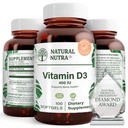 Natural Nutra Supreme Vitamin D3 400 Softgel IU, Membantu Boost Ammune, Dukung Lungs Health, Sunshine Vitamin, Membantu Meningkatkan Kesehatan Kardiovaskular, Tulang dan Kekuatan Gigi, Gluten- Bebas, 100 Softgels