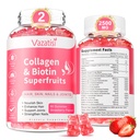 2 Pack Sugar Free Collagen Gummies for Women, Multi Collagen Peptides Tipe Gummies I II II V X dengan Biotin Vitamin A B C D E untuk Hair Skin Nails, Strawberry Flavor, 120 Count