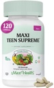 Teen Vitamin for Girls 12- 17 - Teen Multivitamin D3, Iron, Calcium, Biotin, Zinc, Digetical Enzymes - Teenager Girl Multi Vitamin for Heally Skin, Imune & Mood Support - 120 Count