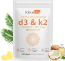 Vitamin D3 K2 Sufflement Softgel, 2-in- 1 Incro Ingredians Vitamin D3 100000 IU + 200 MCG Vitamin K2, Coconut Oil Softgel, Free of GMO, Suftgel (120 Pcs)