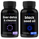 NuttraChamps Liver Cleanse Detox dan Black Seed Oil Capsules Bundle