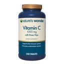Alam Wonder Vitamin C 1000 mg dengan Rose Hips tablet untuk Kesehatan Imune, 250 Hamba, 250 jumlah