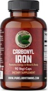 Lab Murni Vitamin Carbonyl Besi - 90 Vegan Caps Unique Formulasi Besi Metalik dengan VIT C, Superior Bioavability - Non-Constipating, Mendukung Formasi Sel Darah Merah Dibuat di Kanada