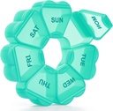 Large Weekly Pill Organizer, Pill Box 7 Day, KAPENS Daily Vitamin Case Large Capacity Comment, Pill Container for Fish Oil Medicine Suplemen, Green