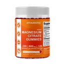Vitamin Magnesium Citrate Gummies 600mg per Serving - 240 Vegan Gummies - Natural Raspberry Flavor - Absorpsi Tinggi Magnesium Support Nerve, Bone and Muscle Health