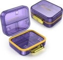 7 Kompartemen Kotak Pill Travel, Moizer Organisasi Pil Pill Pill Bukti Kasus Mini Pil, Kotak Pil Kecil untuk Purse Pocket, Daily Portable Medicine Vitamin Box, Kotak Minyak Ikan, Kotak Persediaan (Purple)